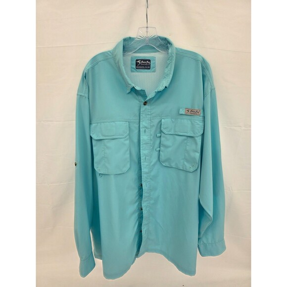 Bimini Bay Fishing Shirt Men"s Size 2XL Long Sleeve Vented Aqua Casual - Picture 1 of 8